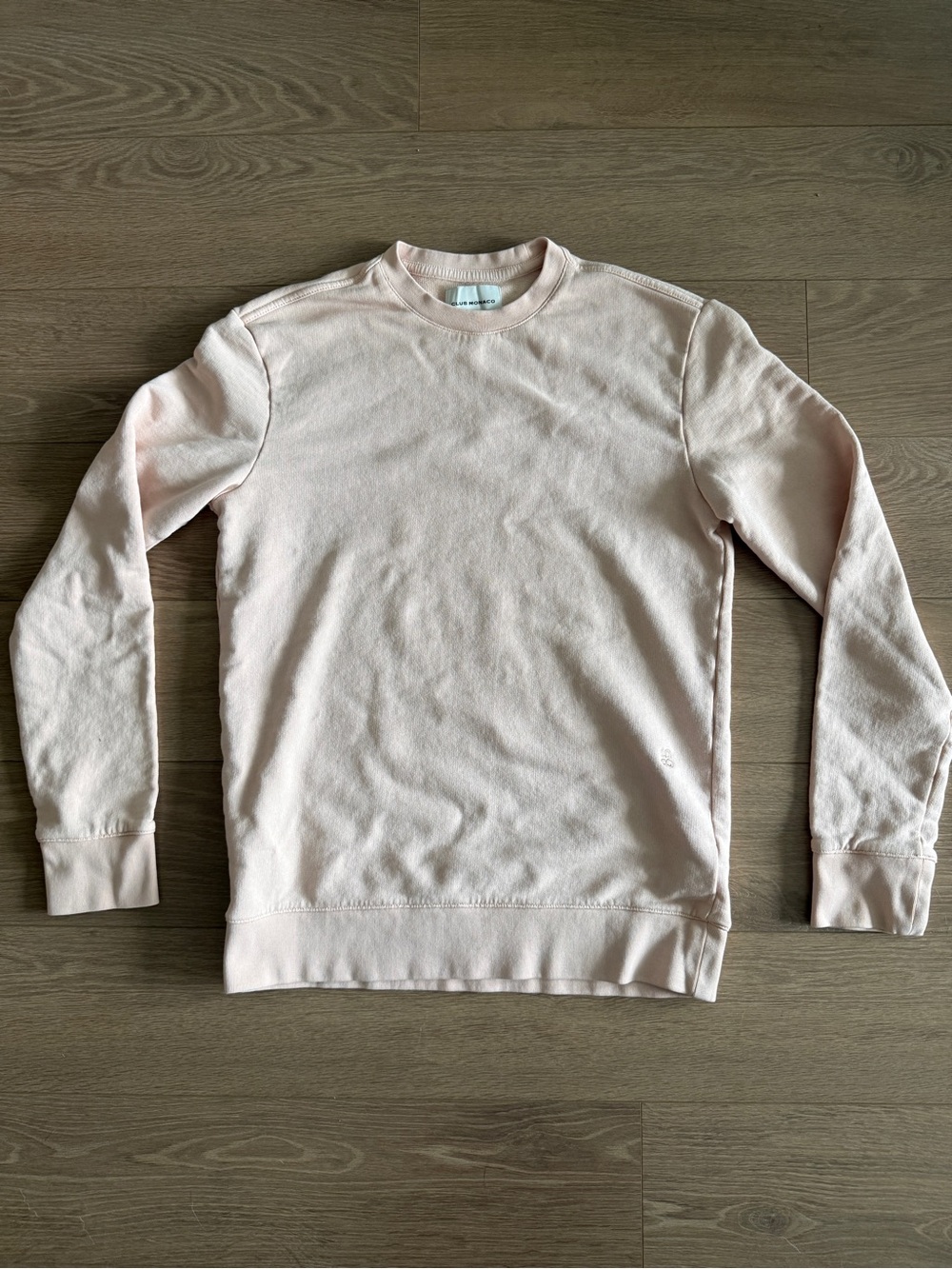 Club Monaco Men's Cotton Crewneck Sweater in Light Blush Pink - XS